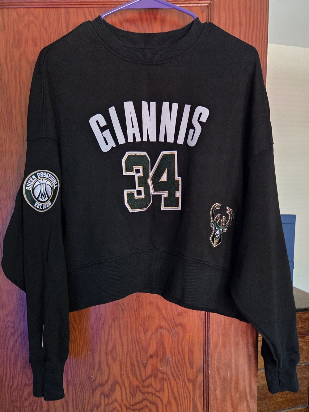 Giannis 34 Black Crewneck Sweatshirt